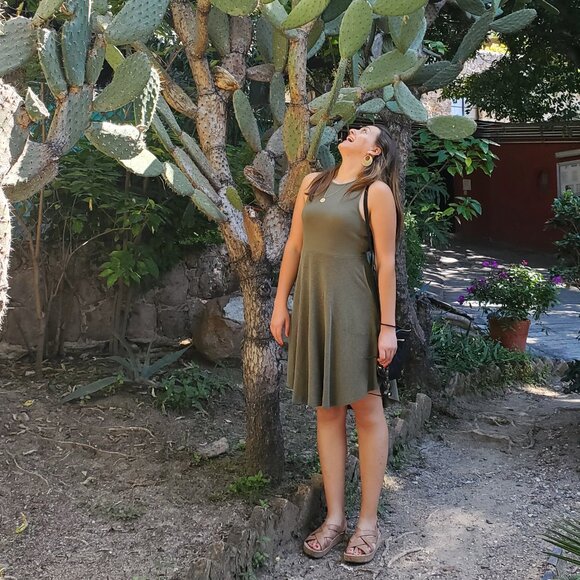 PrAna Midi Dress, M, Olive Green - Picture 2 of 4